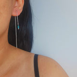 Blue Apatite Silver Threader Earrings