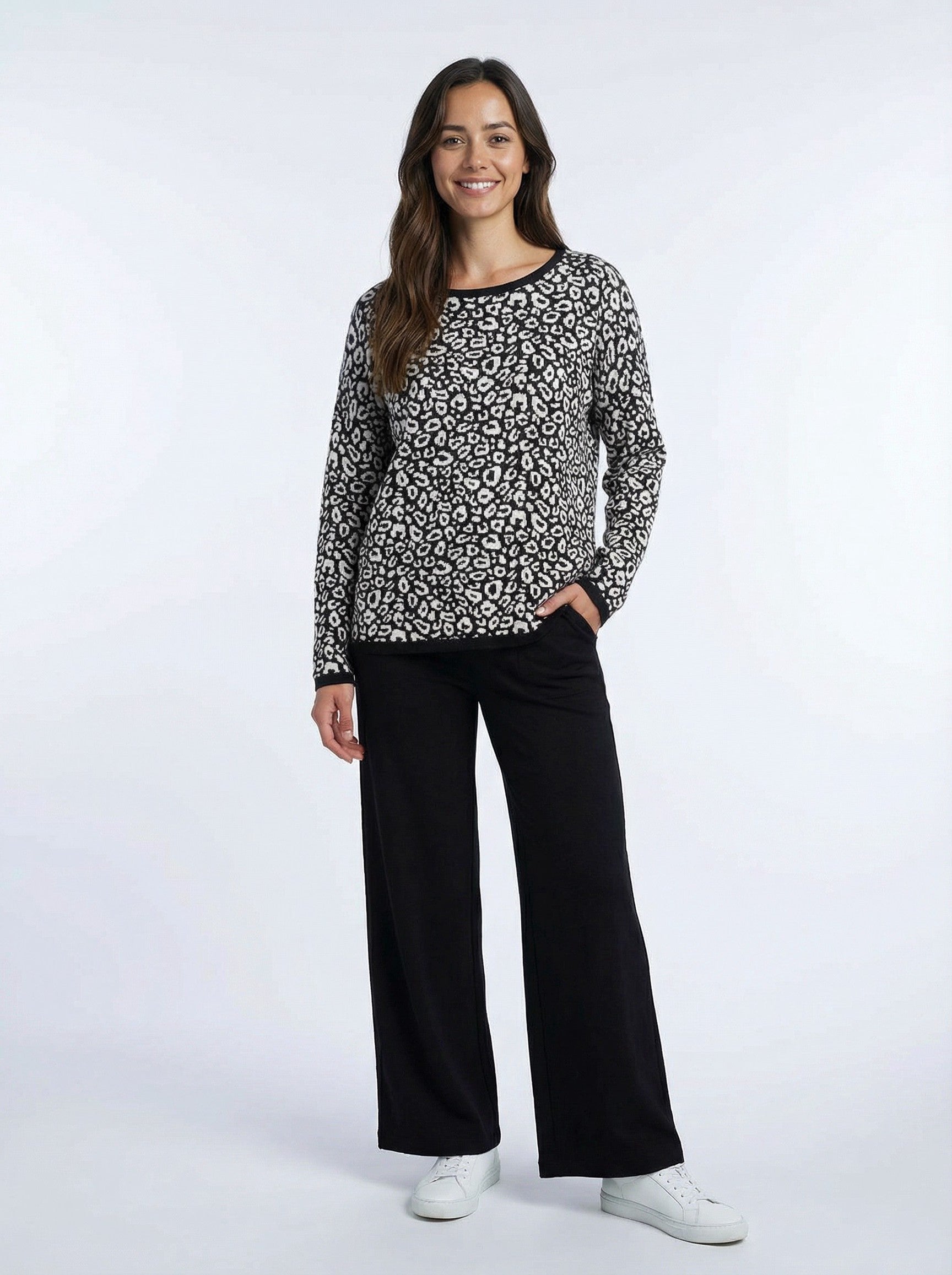 Cotton Jacquard Sweater - Black