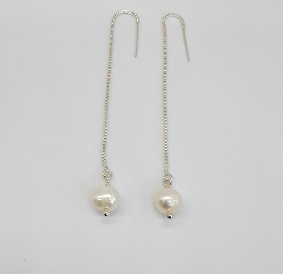 Freshwater Pearl Threader Earrings - Reca