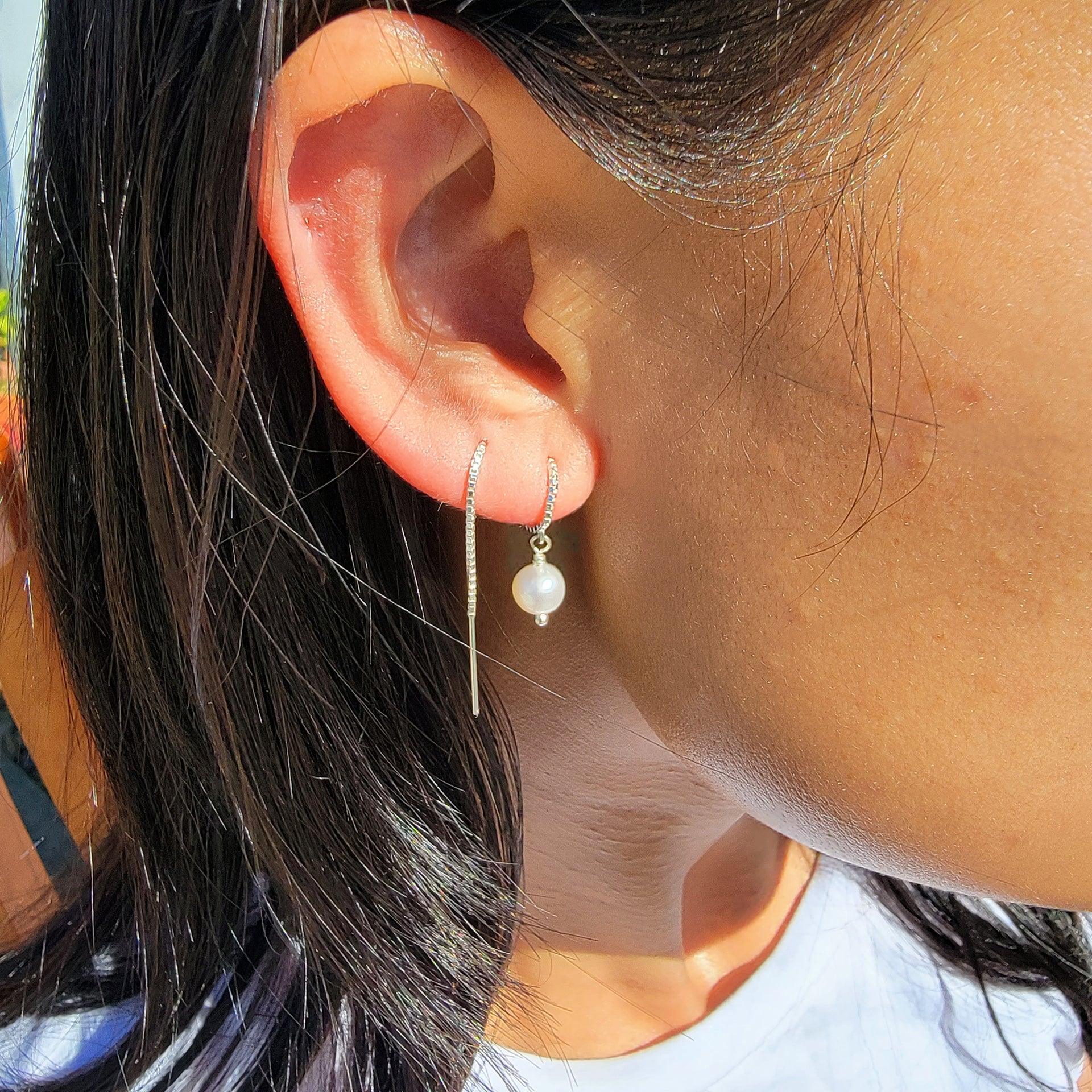Freshwater Pearl Threader Earrings - Reca