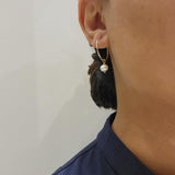 Gold filled Hoop Earrings with Pearl - Reca