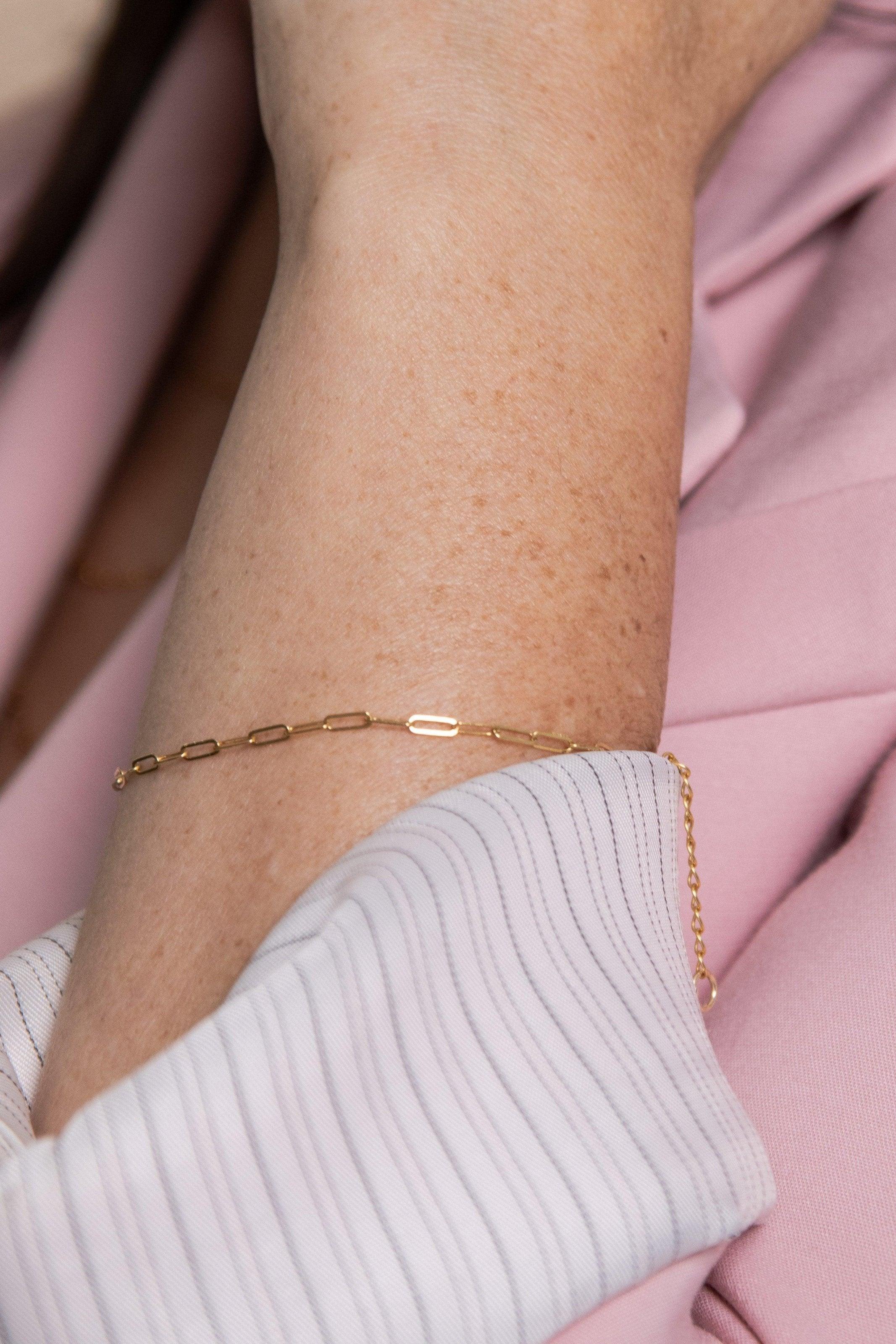 Gold Paper Clip Bracelet - Reca