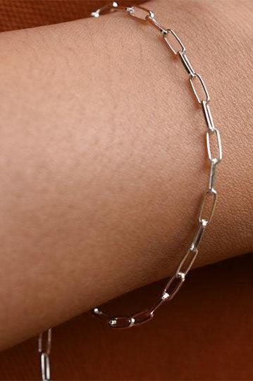 Silver Paper Clip Bracelet - Reca