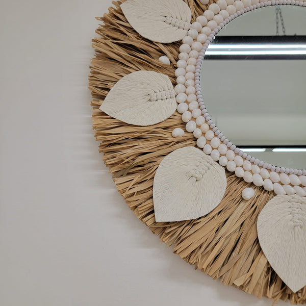 Handcrafted Rattan With Shells Mirror (PICK UP ONLY)